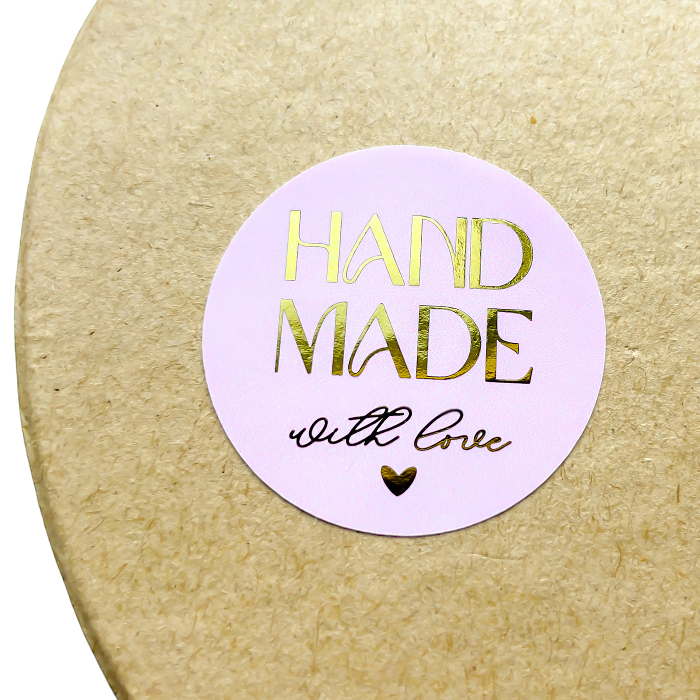 Foiled Modern HAND MADE WITH LOVE Stickers ROUND