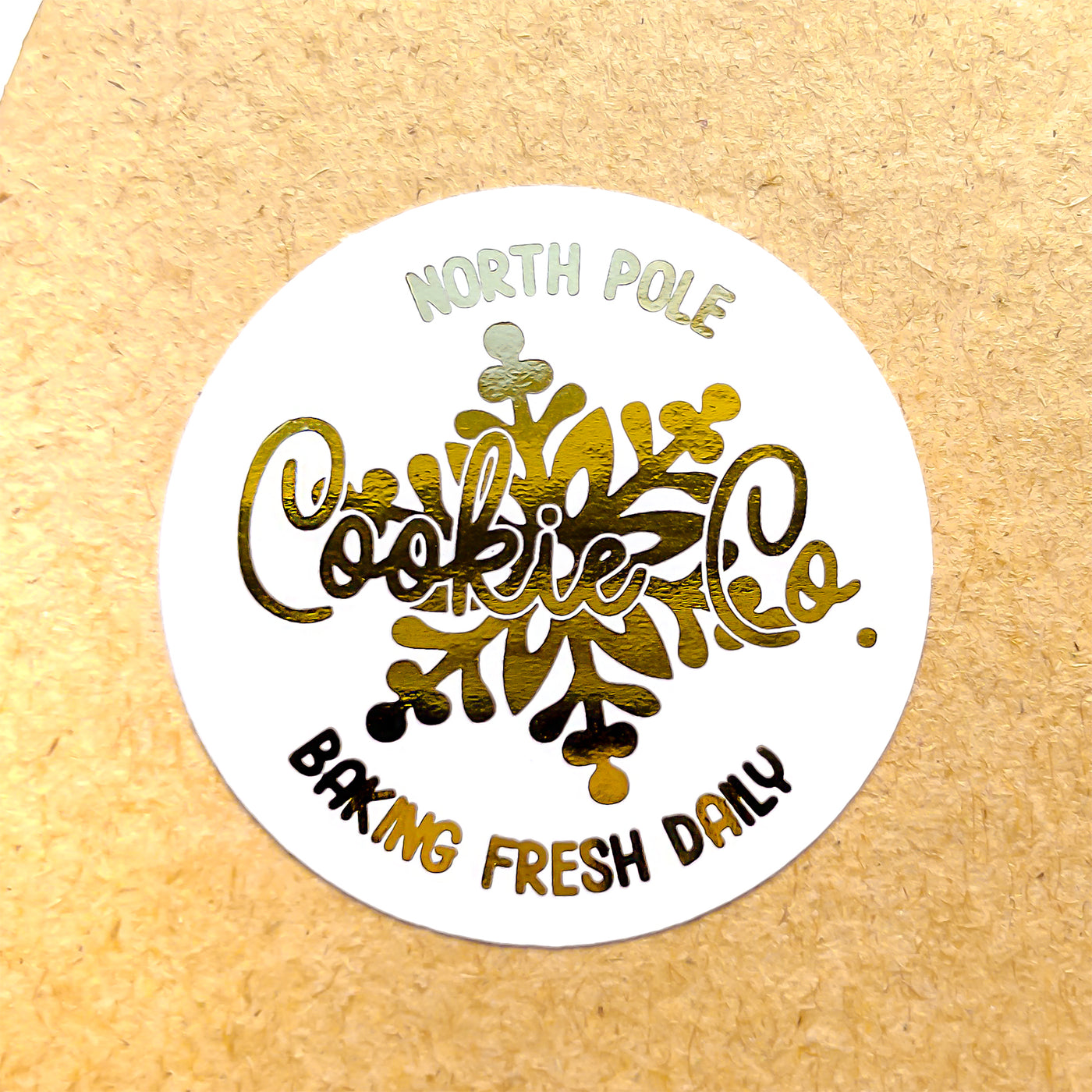 Foiled NORTH POLE COOKIE CO Stickers Round