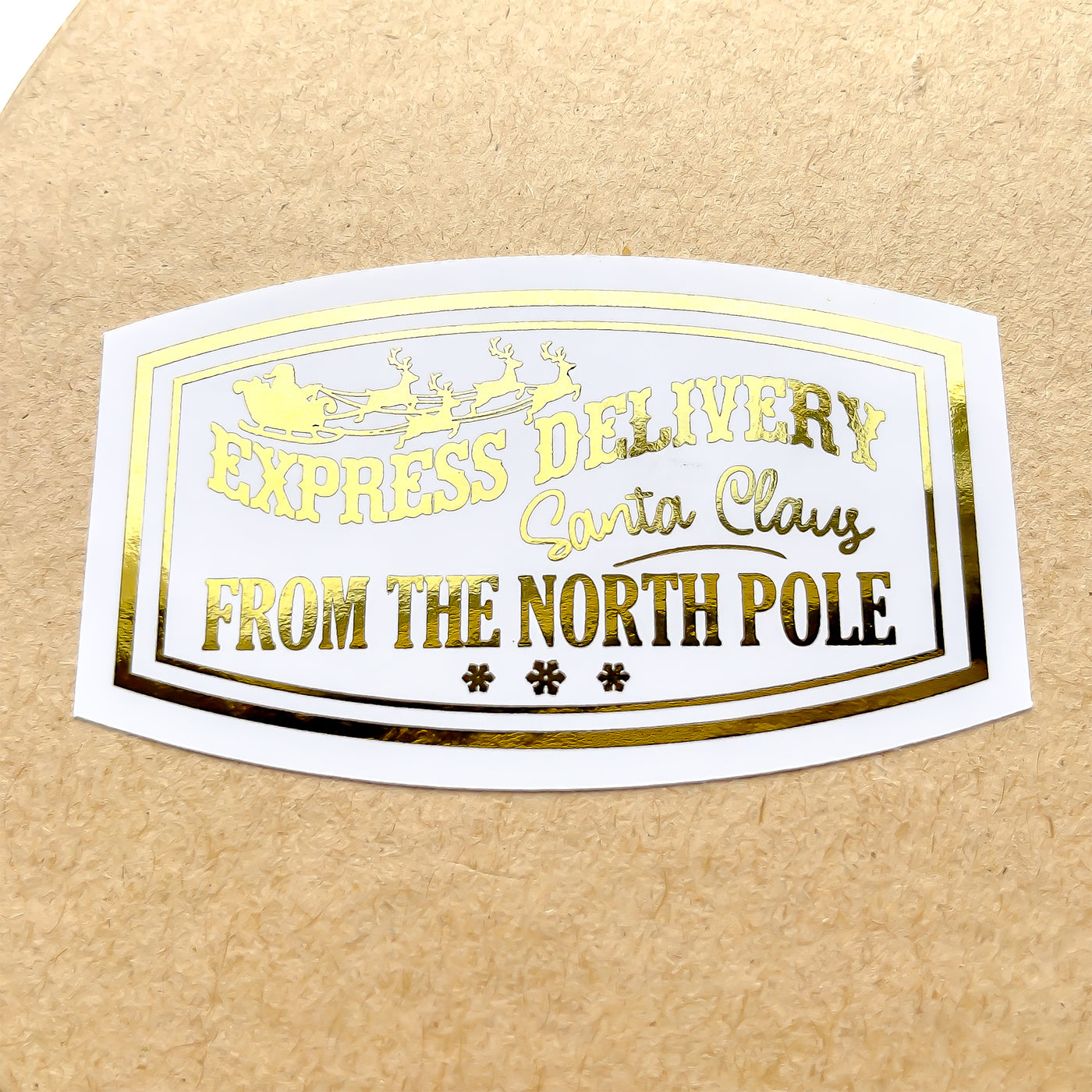 Foiled Express Delivery North Pole Stickers Shaped