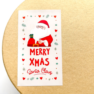 Santa Claus Merry Xmas Seal Stickers Shaped