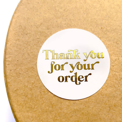 Foiled Retro THANK YOU FOR YOUR ORDER Stickers ROUND