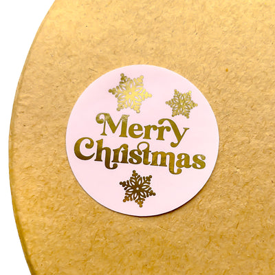 Foiled Retro Merry Christmas Stickers Round