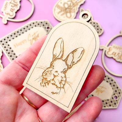 Wooden Easter Bunny Tag With Hole
